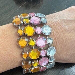 GAP Pink, Yellow, and Silver Gemstone Bracelet